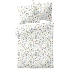 DORMISETTE Mako-Satin Blumen bunt 135 x 200 cm + 80 x 80 cm