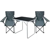 Mojawo 3-tlg Camping Set Gartenmöbel Campingtisch 2 Campingstuhl Klappstuhl - Grau