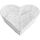 Weißer Herzförmiger Rattan Korb - Handgeflochtener Aufbewahrungskorb für Brot, Obst, Gemüse & Deko - Geschenkverpackung & Wohnaccessoires
