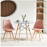Eggree 2er Set Esszimmerstühle mit Massivholz Buche Bein Skandinavisch Design
