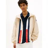 Tommy Hilfiger Windbreaker TOMMY JEANS "CHICAGO FLAG", Herren, Gr. XXL, weiß clay, Web, Obermaterial: 100% Polyester, unifarben, regular fit normal, Rundhals, eingesetzt elastischer Bund, Jacken Windbreaker, Regular fit mit Kapuze