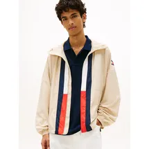 Tommy Hilfiger Windbreaker TOMMY JEANS "CHICAGO FLAG", Herren, Gr. XXL, weiß clay, Web, Obermaterial: 100% Polyester, unifarben, regular fit normal, Rundhals, eingesetzt elastischer Bund, Jacken Windbreaker, Regular fit mit Kapuze
