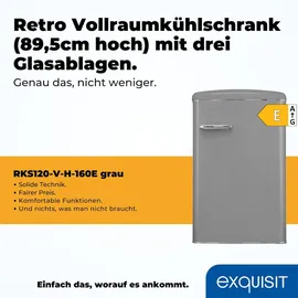 Exquisit RKS120-V-H-160E Retro-Kühlschrank (122 l, 895 mm hoch, Grau)