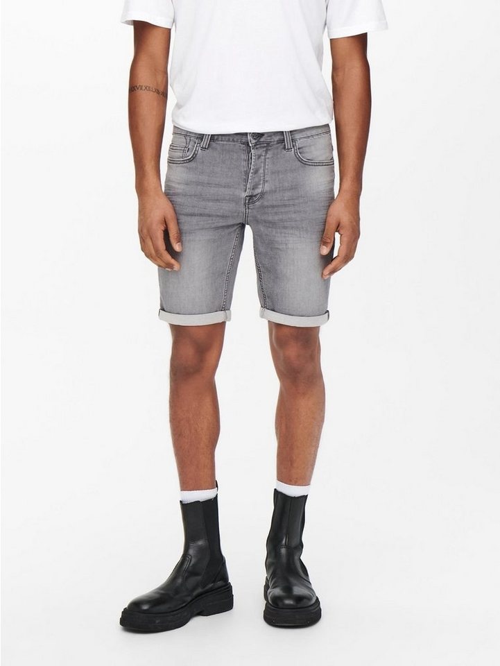 ONLY & SONS Jeansshorts Denim Capri Jeans Shorts 3/4 Bermuda Pants ONSPLY 5019 in Grau grau M
