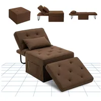 FLEXISPOT Schlafsofa Relaxsessel mit Liegefunktion, Loungesessel, Ottoman, inkl. Kissen, Beige, Klappsofa, keine Montage erforderlich, Max. bis 300KG