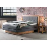 Hasena Texas Boxspringbett 140-180 cm Braun / Dunkelgrau, Liegefläche:180 x 200 cm, Topper:Superio-Topper