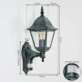 hofstein Wandleuchte Bewegungsmelder (E27) Schwarz/Grün