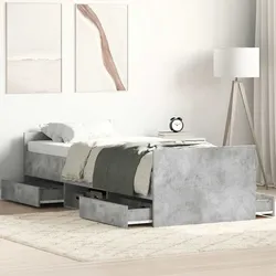 Bettgestell mit Kopf- und Fußteil Betongrau 90x190 cm