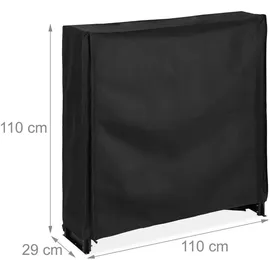 Relaxdays Kaminholzregal Eisen 110 x 29 x 110 cm mit Abdeckung Schwarz