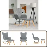 Schaukelsessel mit Hocker Hellgrau Stoff - Schaukelstuhl - Relaxsessel - Lounge Chair - Esszimmerstuhl - Wohnzimmerstuhl