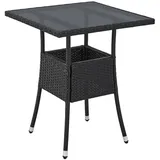 Juskys Yoro Polyrattan Gartentisch quadratisch 60 x 60 cm Schwarz