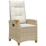 vidaXL Liegestuhl mit Teeteller 62 x 64 x 112 cm Beige