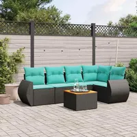 vidaXL Gartensofa-Set 6-tlg. schwarz