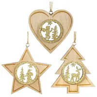 Hti-Living Baumschmuck Holz 9cm, 3er Set Baumschmuck Holz 9cm, 3er Set