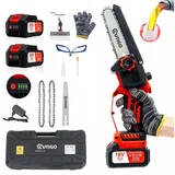 OUTIGO Akku-Kettensäge Akku Kettensäge 6C, 6 zoll Elektro-Kettensäge 2 Akkus 3000mAh rot