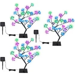 Solarlampen für Außen Garten Deko Solarleuchte Außenbereich Stecklampe im Baum Design, Erdspieß Blüten Baum, LED, H 60 cm, 3er Set