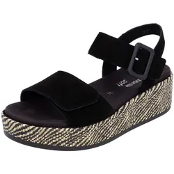 Riemchensandale REMONTE "Remonte Sandalen Leder", Damen, Gr. 38, schwarz, Leder, casual, Schuhe
