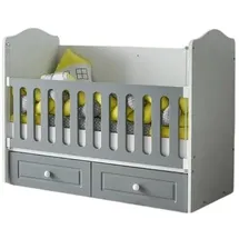 JV Möbel Babybett Stilvoll Grau Schubladen Modernes Design Komfortables Kinderzimmer