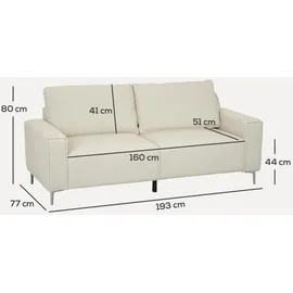 Homcom Sofa, Beige, Textil, 193x80x77 cm, Wohnzimmer, Schlafzimmer 193 x 77 x 80 Cremeweiß