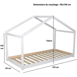 Weber Industries HAUSBETT Koala MIT LATTENROST/ Kinderbett 90x190 - Weiß