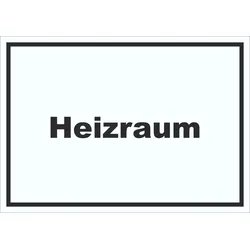 HB-Druck Heizraum Schild mit Text Heizung Wärme waagerecht A2 Rückseite selbstklebend