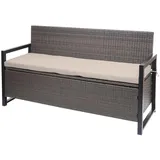 MCW Poly-Rattan 3er Sitzbank F39 Grau-meliert Kissen beige