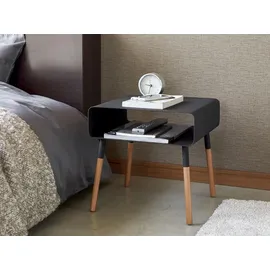 Yamazaki Beistelltisch, schwarz, Stahl/Holz, Minimalistisches Design, 35 x 35 x 35 cm