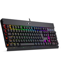 EagleTec KG010 Pro Mechanische Gaming Tastatur, LED RGB Beleuchtet, 104 Tasten, mit Braunen Schaltern Für PC Gamer und Büro, Deutsch QWERTZ (Schwarz)