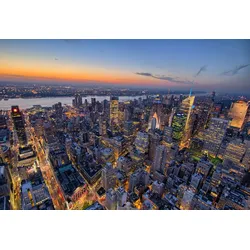 Fototapete PAPERMOON "Stadt bei Nacht", bunt, B:3,50m L:2,60m, Vlies, Tapeten