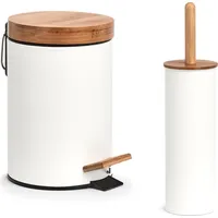 Hti-Living Kosmetikeimer und WC-Bürste Weiß Scandi