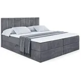 altdecor Boxbett, mit Matratze H3 und Lattenrost, - MOETI - 160x200 cm Dunkelgrau