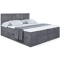 altdecor Boxbett, mit Matratze H3 und Lattenrost, - MOETI - 160x200 cm Dunkelgrau