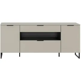 xonox.home Sideboard Noida 185 x 80 x 41 cm Kaschmir Nachbildung / Schwarz