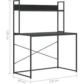 vidaXL Computertisch Schwarz 110x60x138 cm Holzwerkstoff