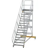 Günzburger Munk Plattformtreppe 45° fahrbar Stufenbreite 1000mm 16 Stufen Aluminium geriffelt
