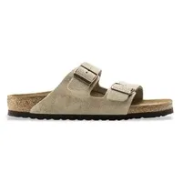 Birkenstock für Damen. 51463 Leder-Sandalen Arizona Leve (Schmale Passform) taupe (38), Wohnung, Wildleder, Keine, Lässig