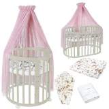 Waldin Babybett OWAL Kinderbett 7in1 mit Matratze, mitwachsendes Kinder-Bett