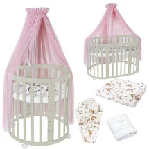 Waldin Babybett OWAL Kinderbett 7in1 mit Matratze, mitwachsendes Kinder-Bett