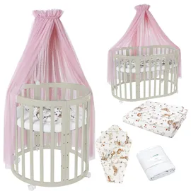 Waldin Babybett OWAL Kinderbett 7in1 mit Matratze, mitwachsendes Kinder-Bett