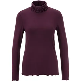 Aniston CASUAL ANISTON CASUAL, Damen, Gr. 44, rot (bordeaux), Single Jersey, Obermaterial: 48% Baumwolle, 47% Modal, 5% Elasthan, unifarben, sehr figurbetont hüftlang, gewellter Abschluss, Shirts, mit gewellten Abschlüssen