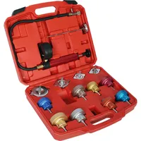Wiltec Universal Kühlsystemtester 14-teilig mit farbkodierten Kühlertestkappen & Testpumpe,