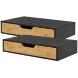[en.casa] Wandregal 2er Set 40 x 24 x 8 cm Schwarz