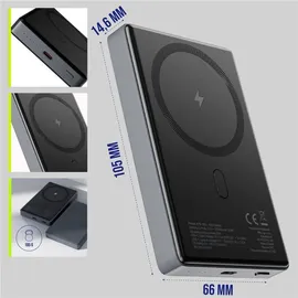 allity APB-300 Wireless Powerbank 10000 mAh Quick Charge, USB PD Grau