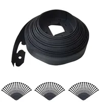 Gartenrasenkante 10 m – Flexible Beet- und Rasenbegrenzung mit Erdankern – Wetterfeste Gartenumrandung aus Kunststoff – Schwarz - Schwarz