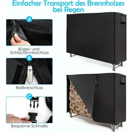 northix Kaminholzregal Außen Metall 153 x 35,5 x 122,5 cm mit wasserdichter Abdeckung