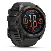 Garmin fenix 8 AMOLED 51 mm sapphire, schwarz / carbongrau DLC Titan mit QuickFit Silikon-Armband 26 mm