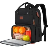 MATEIN Lunch Rucksack, Laptop Rucksack Herren 15,6 Zoll mit Isoliertes Kühlfach, Kühlrucksack mit USB Ladeanschluss, Wasserdicht Kühltasche Lunch Tasche Damen Reisen Arbeit, Schwarz