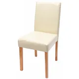 Küchenstuhl Littau, Esszimmerstuhl Stuhl, Leder, creme, helle Beine
