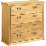 Home Affaire Schubkastenkommode »Madrid«, aus massiver Kiefer mit 5 Schubladen, 90cm breit, beige