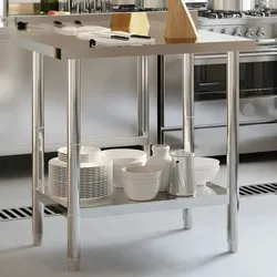 DELUKE® Edelstahl Arbeitstisch mit Aufkantung OVA 82,5x55x93cm, Edelstahl Gastro-Arbeitstisch Arbeitsfläche Gastro-Küchentisch